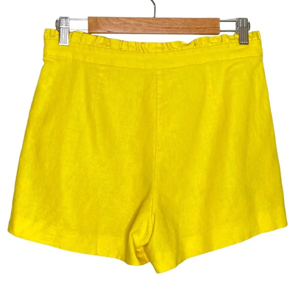 J. Crew Factory Yellow High Rise Linen Ruffle Shorts Size 2 - Picture 7 of 9